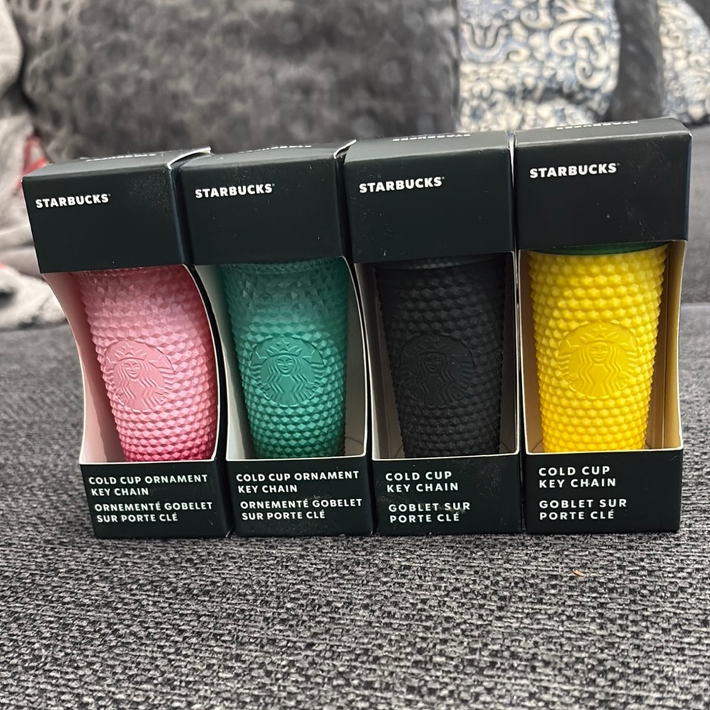 Starbucks Vibrant Cold Cup Keychains - Pink, Green, Black, Yellow